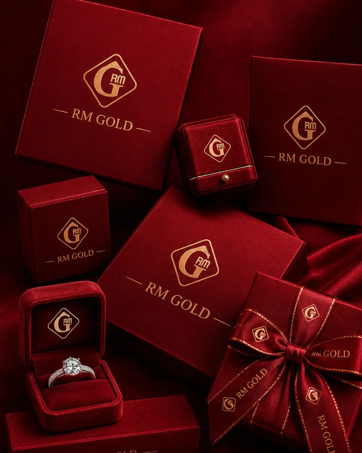 R M Gold gift boxes and jewellery packaging
