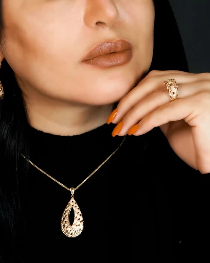 Statement earrings and rings for a night out.